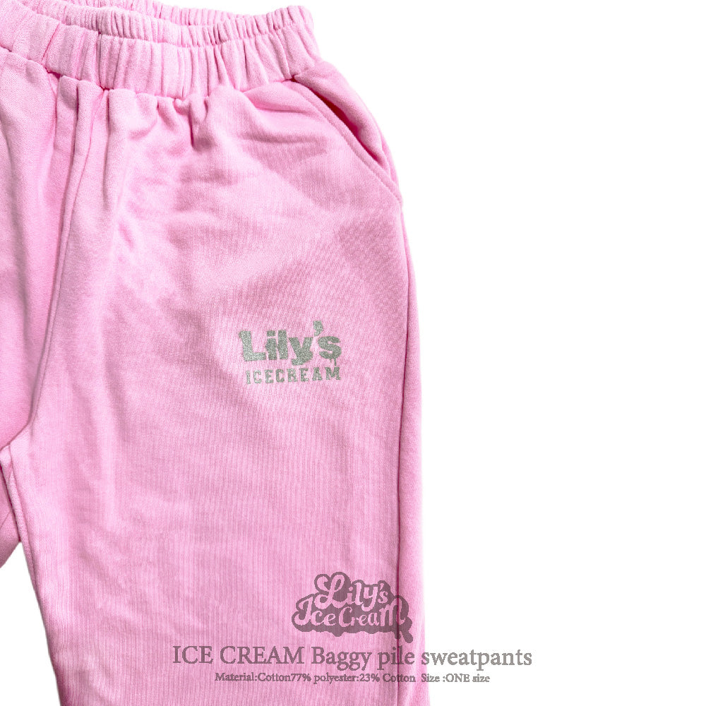 ICE CREAM Baggy pile sweatpants【sakura】