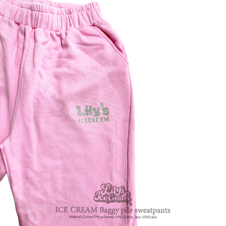 ICE CREAM Baggy pile sweatpants【sakura】