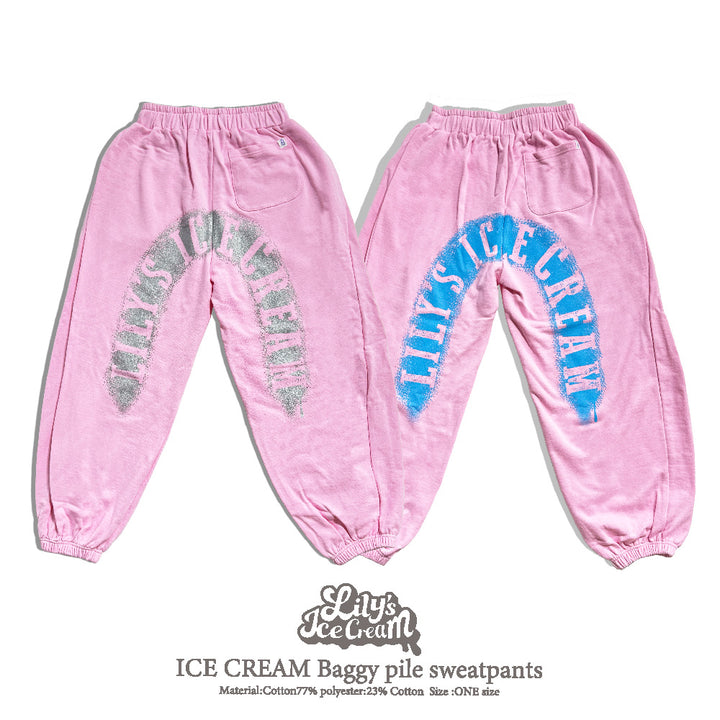 ICE CREAM Baggy pile sweatpants【sakura】